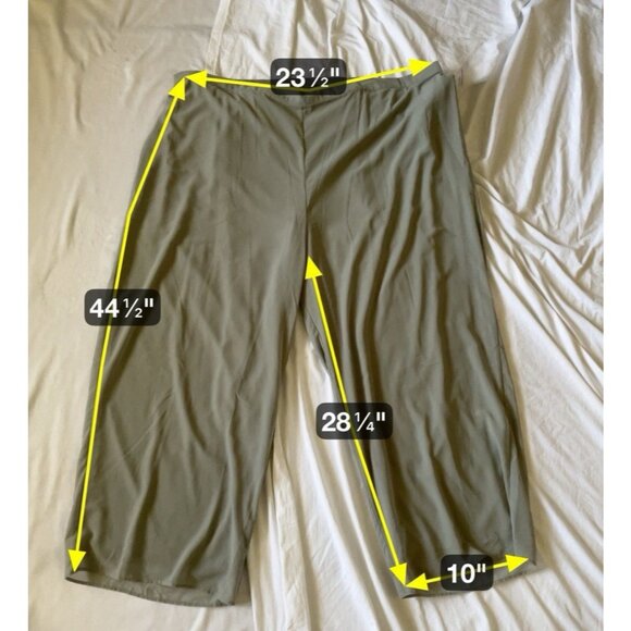 Womens Plus Sz 32W Light Green Elastic Waist Wide-Leg Pants Flowy Lined Granny - Picture 8 of 8